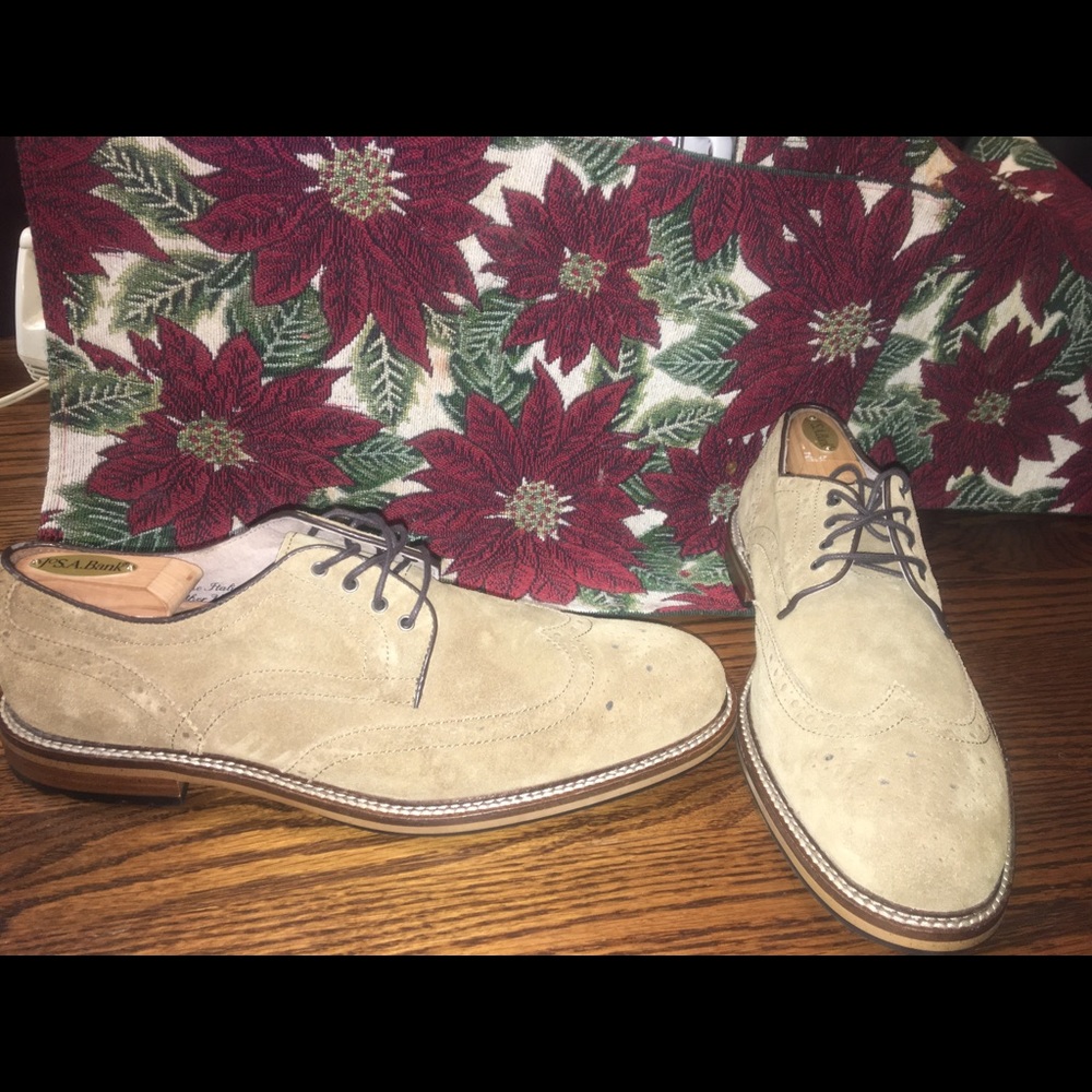 Joseph Abboud Cream Suede Wingtip Oxfords